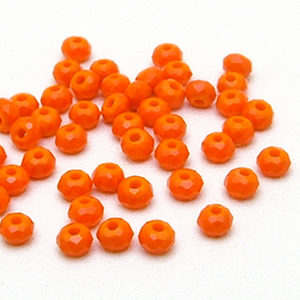 ロンデル ファセットガラス（オレンジ）2×3mm