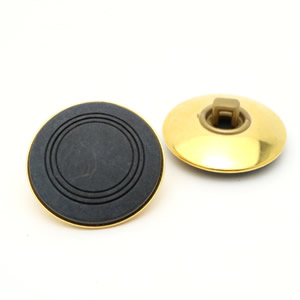 ドイツヴィンテージボタン23mmブラック＆ゴールド(アクリル/真鍮)