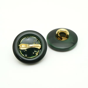 イタリアヴィンテージボタン18mmグリーン＆ゴールド(エナメル/メタル)