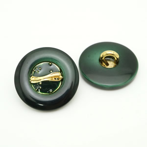 イタリアヴィンテージボタン23mmグリーン＆ゴールド(エナメル/メタル)