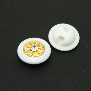 ヴィンテージボタン15mmホワイト＆ゴールド(アクリル/メタル)