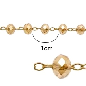 ボタンカットチェーン(クリスタルシャンパン4×3mmブラス）