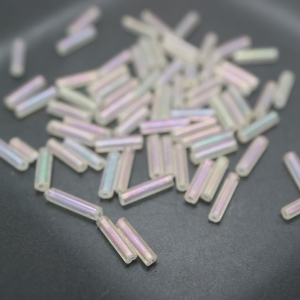 フランスヴィンテージ竹ビーズ クリスタルAB 約9x2mm【5g】｜ジュリアン