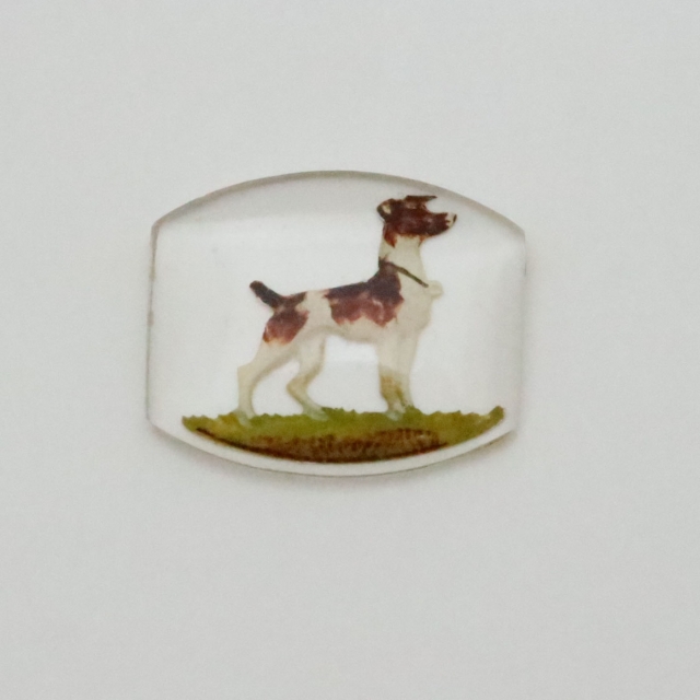 ヴィンテージインタリオガラス：変形スクエア Dog14×12mm