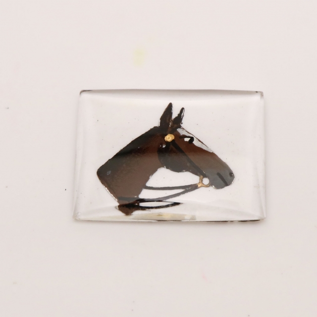 ヴィンテージインタリオガラス：スクエア Horse20×15mm