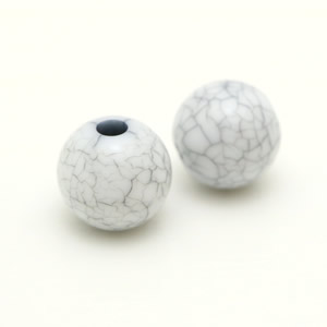 アクリルビーズ:ラウンド メッシュライトグレー 5.5mm【2個】