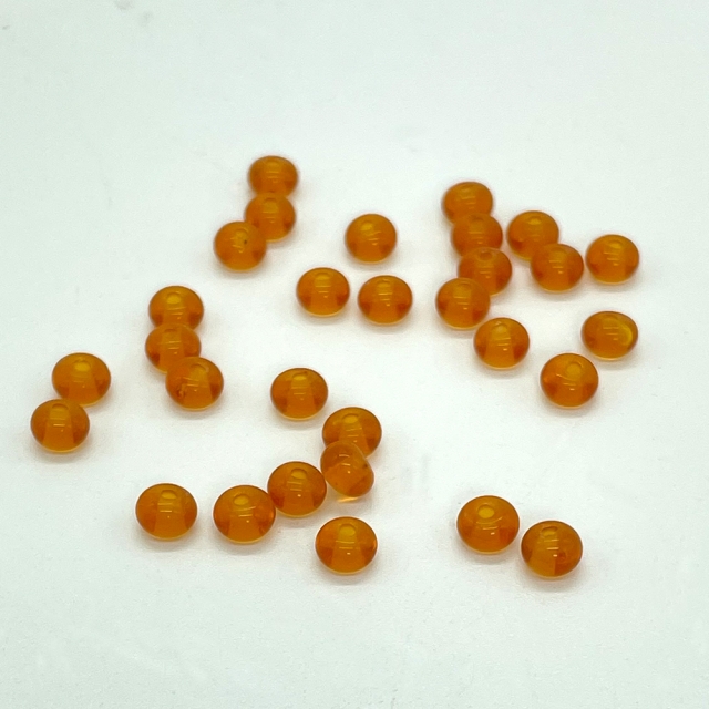 チェリーブランドビーズ：ボタンカット クリアオレンジ約4.5-5×3mm【30個】